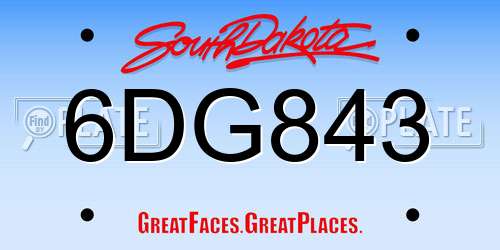 6DG843 South Dakota License Plate