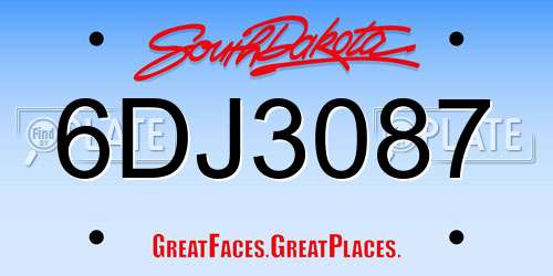 6DJ3087 South Dakota License Plate