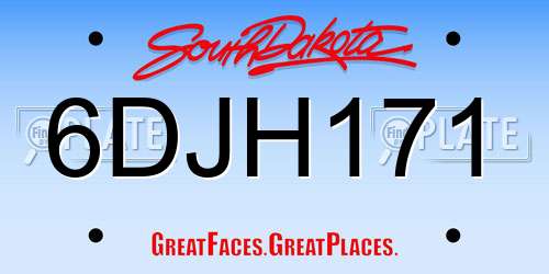 6DJH171 South Dakota License Plate