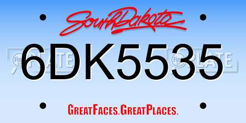 6DK5535 South Dakota License Plate