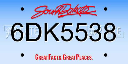 6DK5538 South Dakota License Plate