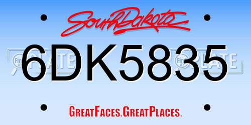 6DK5835 South Dakota License Plate