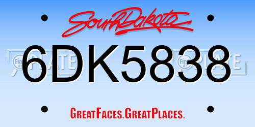 6DK5838 South Dakota License Plate