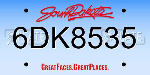 6DK8535 South Dakota License Plate