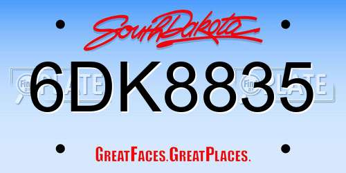 6DK8835 South Dakota License Plate