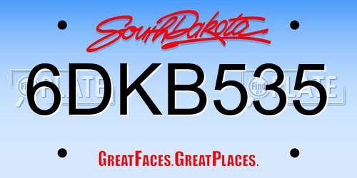6DKB535 South Dakota License Plate