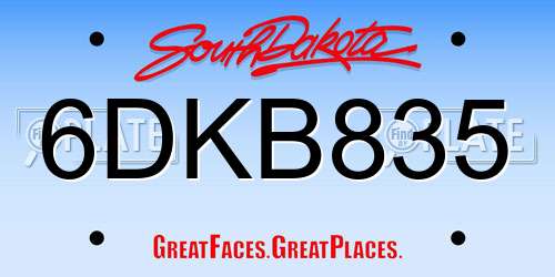 6DKB835 South Dakota License Plate