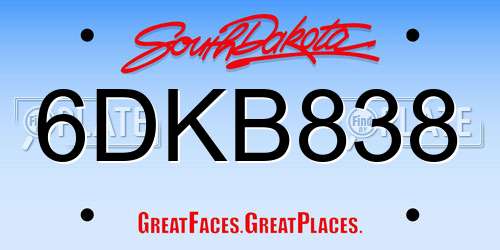 6DKB838 South Dakota License Plate