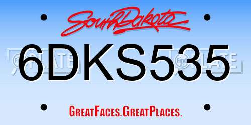 6DKS535 South Dakota License Plate
