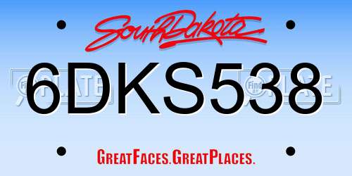 6DKS538 South Dakota License Plate
