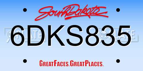 6DKS835 South Dakota License Plate