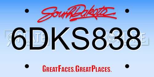 6DKS838 South Dakota License Plate