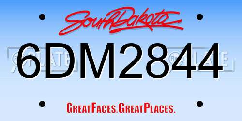 6DM2844 South Dakota License Plate