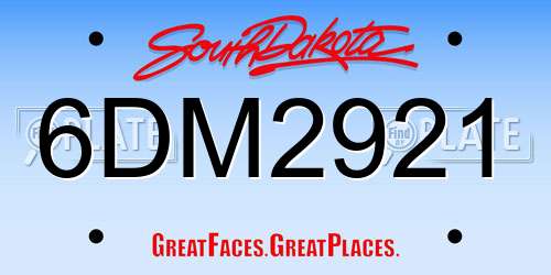 6DM2921 South Dakota License Plate