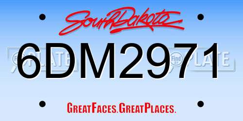 6DM2971 South Dakota License Plate