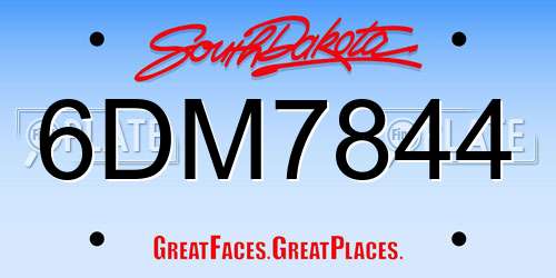 6DM7844 South Dakota License Plate