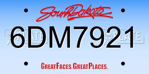 6DM7921 South Dakota License Plate