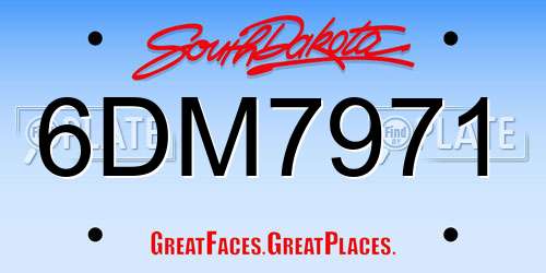 6DM7971 South Dakota License Plate