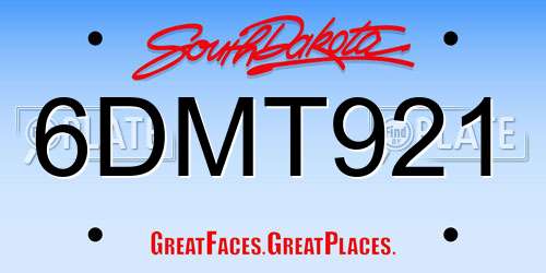 6DMT921 South Dakota License Plate