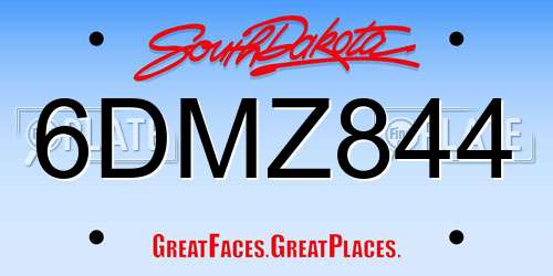 6DMZ844 South Dakota License Plate