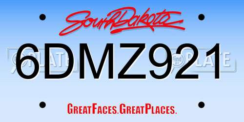 6DMZ921 South Dakota License Plate