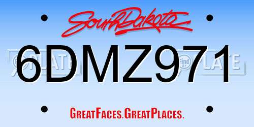 6DMZ971 South Dakota License Plate