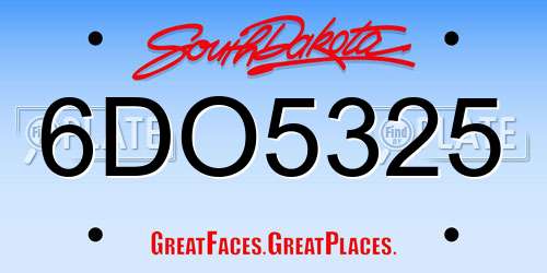 6DO5325 South Dakota License Plate