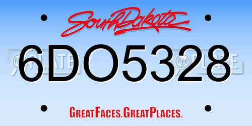 6DO5328 South Dakota License Plate