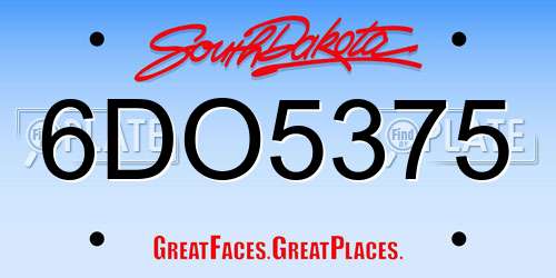 6DO5375 South Dakota License Plate