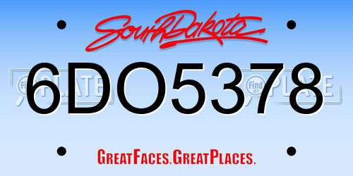 6DO5378 South Dakota License Plate