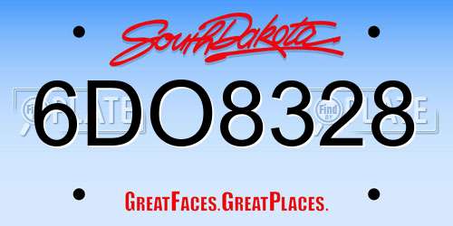 6DO8328 South Dakota License Plate