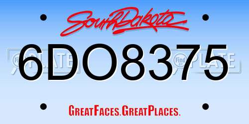 6DO8375 South Dakota License Plate