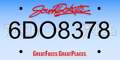 6DO8378 South Dakota License Plate