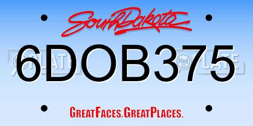 6DOB375 South Dakota License Plate