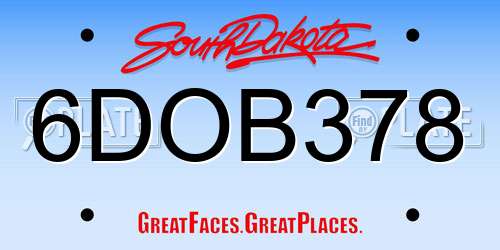 6DOB378 South Dakota License Plate