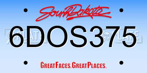 6DOS375 South Dakota License Plate