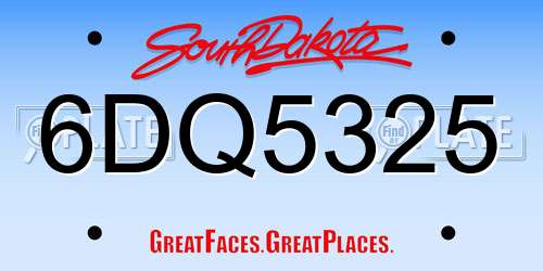 6DQ5325 South Dakota License Plate