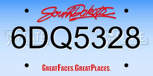 6DQ5328 South Dakota License Plate