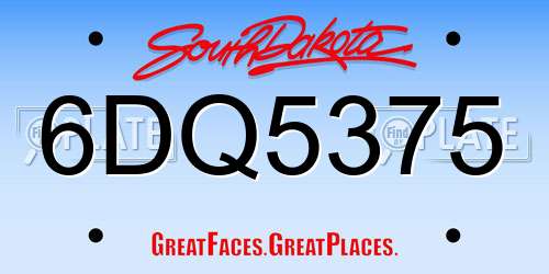 6DQ5375 South Dakota License Plate
