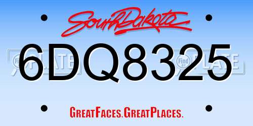 6DQ8325 South Dakota License Plate