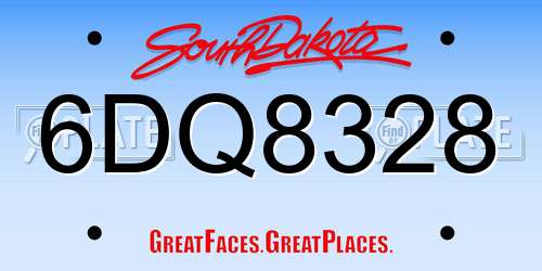 6DQ8328 South Dakota License Plate