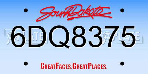 6DQ8375 South Dakota License Plate
