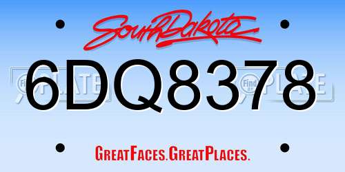 6DQ8378 South Dakota License Plate