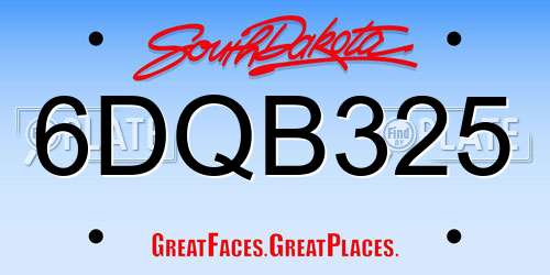 6DQB325 South Dakota License Plate