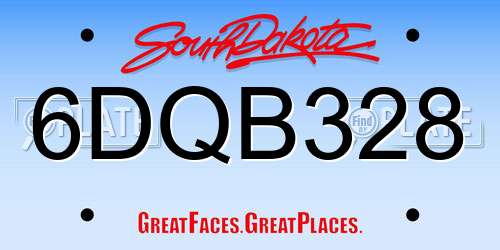 6DQB328 South Dakota License Plate