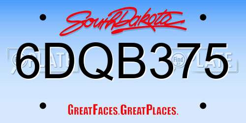 6DQB375 South Dakota License Plate