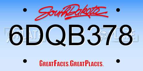 6DQB378 South Dakota License Plate