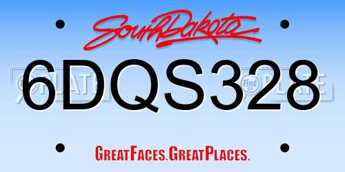 6DQS328 South Dakota License Plate