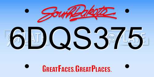 6DQS375 South Dakota License Plate