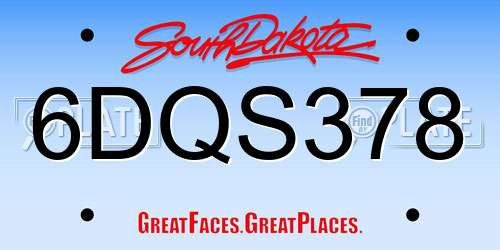 6DQS378 South Dakota License Plate
